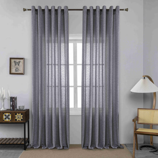 Κουρτίνα Σκίασης Χοντρό Λινό Γκρί με Κρίκο Υ275xΦ270cm A6046-11