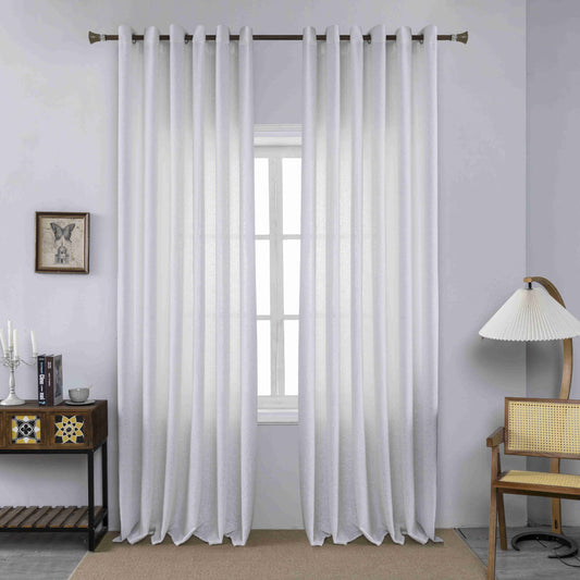 Κουρτίνα Σκίασης Χοντρό Λινό Λευκή με Κρίκο Υ275xΦ270cm A6046-12