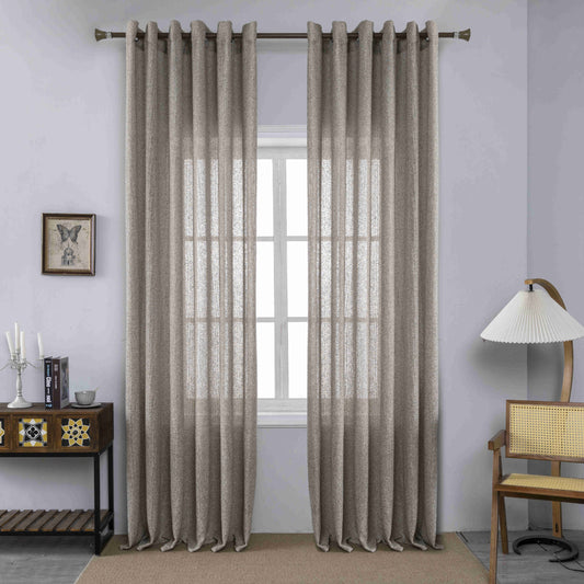 Κουρτίνα Σκίασης Χοντρό Λινό Μόκα με Κρίκο Υ275xΦ270cm A6046-4