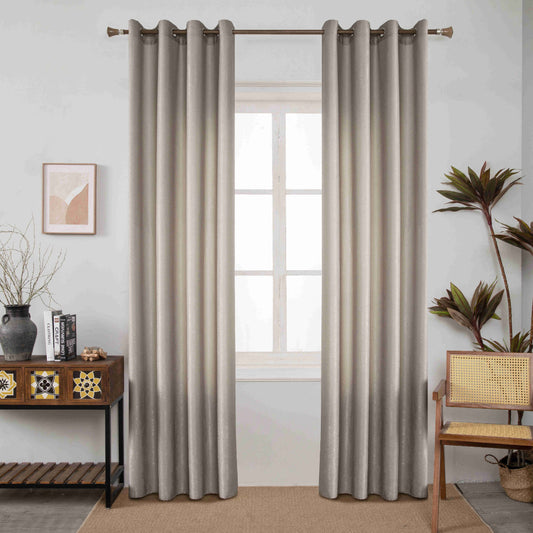 Βελούρ Σατέν Κουρτίνα Μόκα Σκίασης Με Κρίκο Υ290xΦ140cm AD6341-9