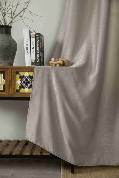 Βελούρ Σατέν Κουρτίνα Μόκα Σκίασης Με Κρίκο Υ290xΦ140cm AD6341-9