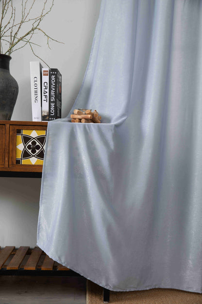 Βελούρ Σατέν Κουρτίνα Ανοιχτό Μπλέ Σκίασης Με Κρίκο Υ290xΦ140cm AD6341-15