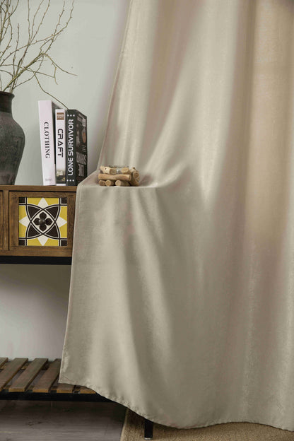 Βελούρ Σατέν Κουρτίνα Χρυσό Σκίασης Με Κρίκο Υ290xΦ140cm AD6341-14