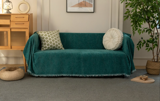 Ριχτάρι Πράσινο Chenille Με Κρόσια-180X240CM