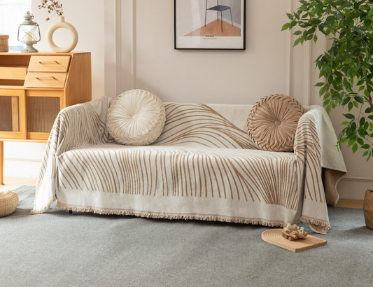 Ριχτάρι Μπέζ-Εκρού Chenille Με Κρόσια-180X240CM C3-1