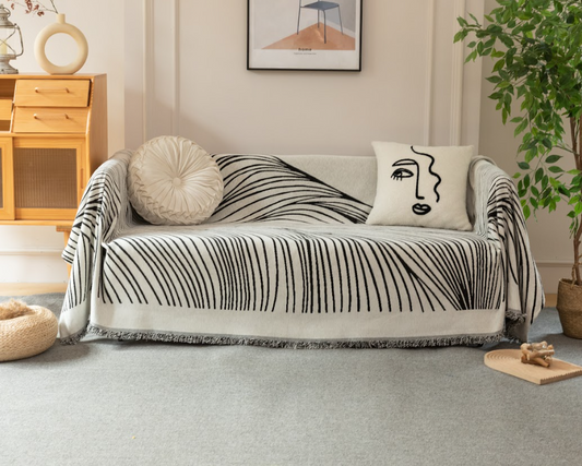 Ριχτάρι Μαύρο-Εκρού Chenille Με Κρόσια-180X320CM C3-12