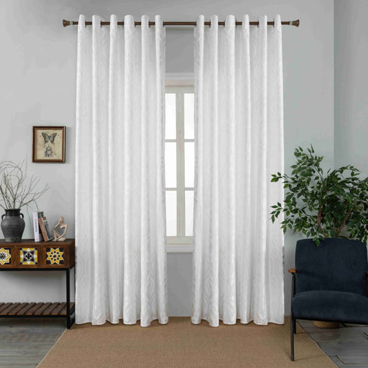 Κουρτίνα Σκίασης Ζακάρ Λευκή Με Κρίκο Υ280xΦ270cm A6045-12