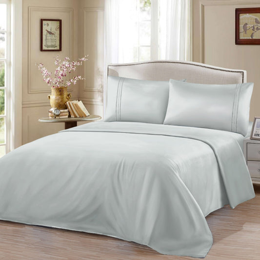 Σετ Σεντόνια Ημίδιπλα Γκρι Με Λάστιχο 100×200+30cm 3τμχ Microcotton