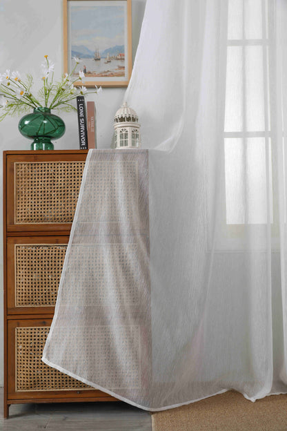 Κουρτίνα Ημιδιάφανη Λευκή Με Τρέσα Υ295ΧΦ270cm A6037-12