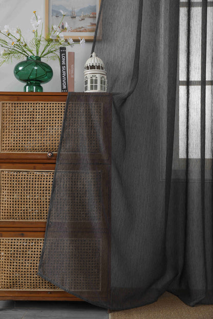 Κουρτίνα Ημιδιάφανη Μαύρη Με Κρίκο Υ295ΧΦ270cm 6037-18