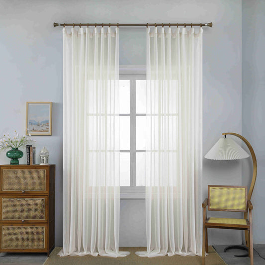 Κουρτίνα Ημιδιάφανη Εκρού Με Τρέσα Υ295ΧΦ270cm A6037-8