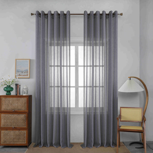 Κουρτίνα Ημιδιάφανη Γκρί Με Κρίκο Υ295ΧΦ270cm A6037-16