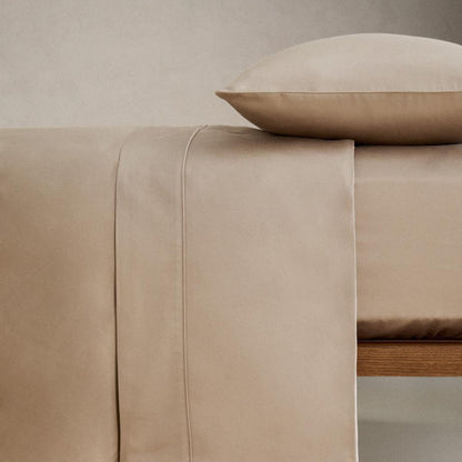 Σετ Σεντόνια Βαμβακοσατέν 300tc 240x260cm Μπέζ με Κέντημα 4τμχ