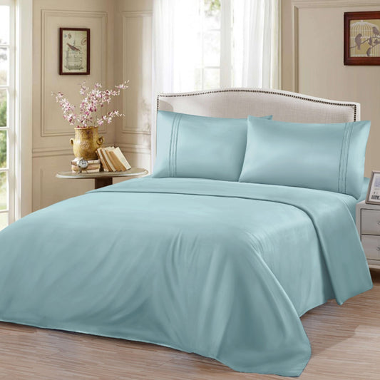 Σετ Σεντόνια Υπέρδιπλα Πετρόλ Με Λάστιχο 180×200+30cm 4τμχ Microcotton